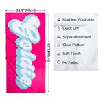 Personalised Premium Quick Dry Soft Beach Towel with Name Multicolour Retro Beach Party Accessories Birthday Summer Gift for Family Friend