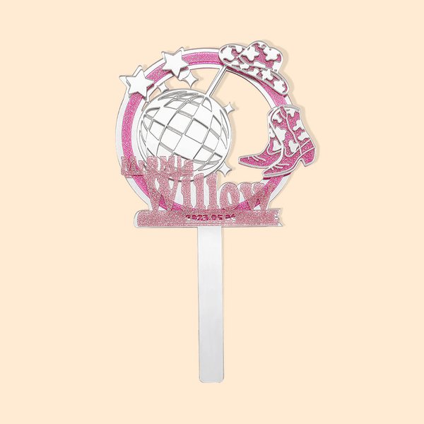 Disco Ball Wedding Cake Topper with Family Name & Date