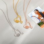 Collana personalizzata in argento sterling a forma di cuore con racchetta da tennis e nome della squadra di compleanno, regalo per gli amanti del tenn