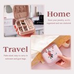 Personalized Rose Butterfly Travel Jewelry Box Portable Case with Initial and Name Birthday Valentine's Day Gift for Women Girls
