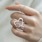 Collana personalizzata in argento sterling a forma di cuore con racchetta da tennis e nome della squadra di compleanno, regalo per gli amanti del tenn