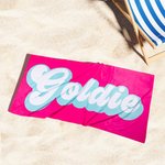 Personalised Premium Quick Dry Soft Beach Towel with Name Multicolour Retro Beach Party Accessories Birthday Summer Gift for Family Friend