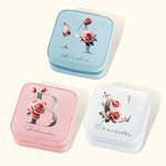 Personalized Rose Butterfly Travel Jewelry Box Portable Case with Initial and Name Birthday Valentine's Day Gift for Women Girls