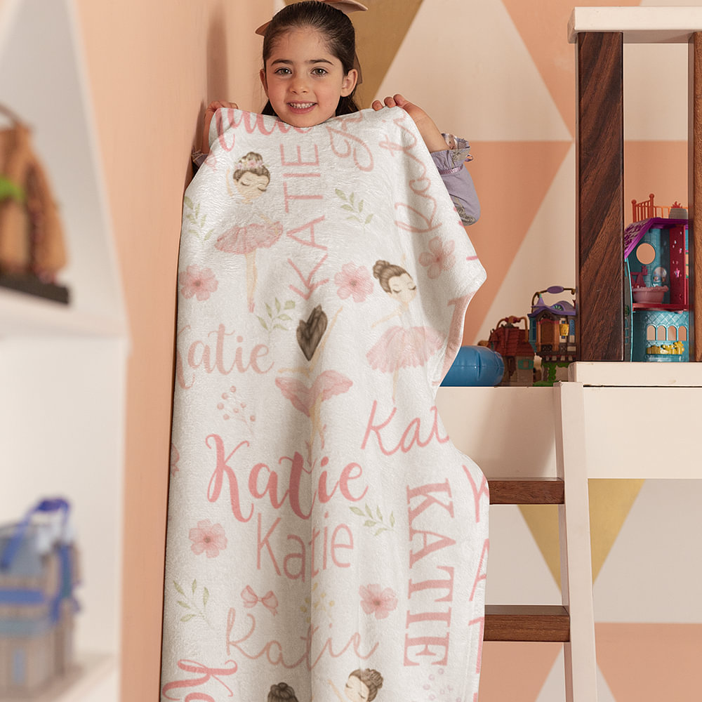 Ballet Girl Pattern Print Hooded Blanket