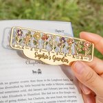 Marcapáginas de metal personalizado Nana's Garden Birth Flower con nombre ahuecado Regalo de cumpleaños para el Día de la Madre para la abuela madre a