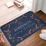 Personalized Colorful Candy Cane Christmas Doormat with Family Name Gift for Family Friend