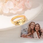 Personalised Infinity Ring with Two Birth Flowers Women Zircon Jewellery Valentine's Day Birthday Gift for Couple Best Friend