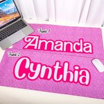 Personalized Non-slip Pink and White Style Desk Mat Mousepad with Name Office Accessory Gift for Her