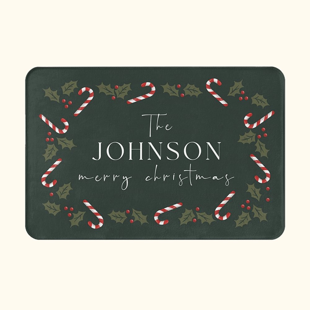 Paillasson de Noël personnalisé avec nom de famille Cadeau pour ami(e) de la famille
