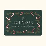 Personalized Colorful Candy Cane Christmas Doormat with Family Name Gift for Family Friend