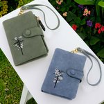 Portafoglio in pelle personalizzato a tre ante con fiore di nascita e portamonete Regalo di compleanno per donna