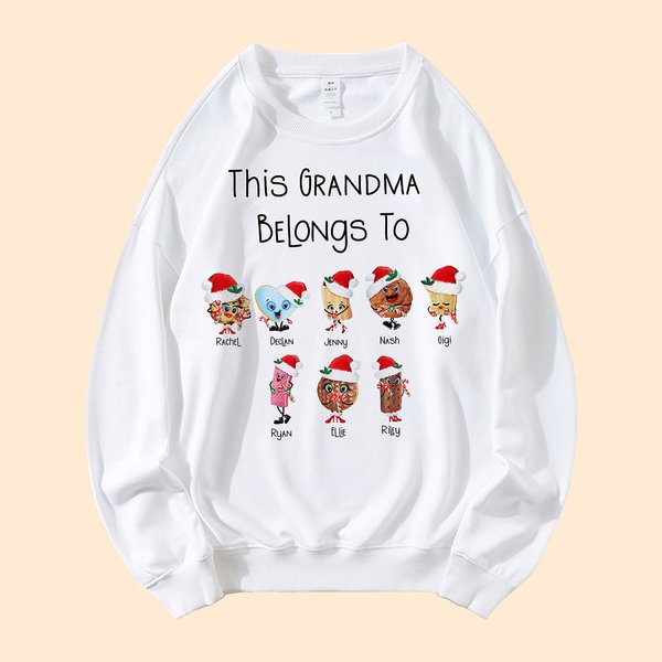Personalised Cartoon Biscuit T-shirt Sweatshirt with Name and Title Family Biscuit Characters Costume Gift for Dad Mom Grandparents Bakery Lover