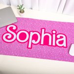 Personalized Non-slip Pink and White Style Desk Mat Mousepad with Name Office Accessory Gift for Her