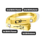 Personalisierte zwei Geburt Blume Birthstone Ring mit eingraviertem Text Geburtstag Jahrestag Geschenk für Frauen