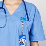 Personalised Ocean Heart Retractable Beaded Acrylic Badge Reel Birthday Gift for Nurse Doctor