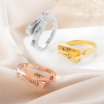 Personalisierte zwei Geburt Blume Birthstone Ring mit eingraviertem Text Geburtstag Jahrestag Geschenk für Frauen
