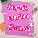Personalized Non-slip Pink and White Style Desk Mat Mousepad with Name Office Accessory Gift for Her