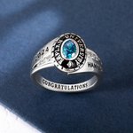 Personalised Engraved Birthstone Graduation Ring with Text Graduation Gift for Class of 2024 Graduates