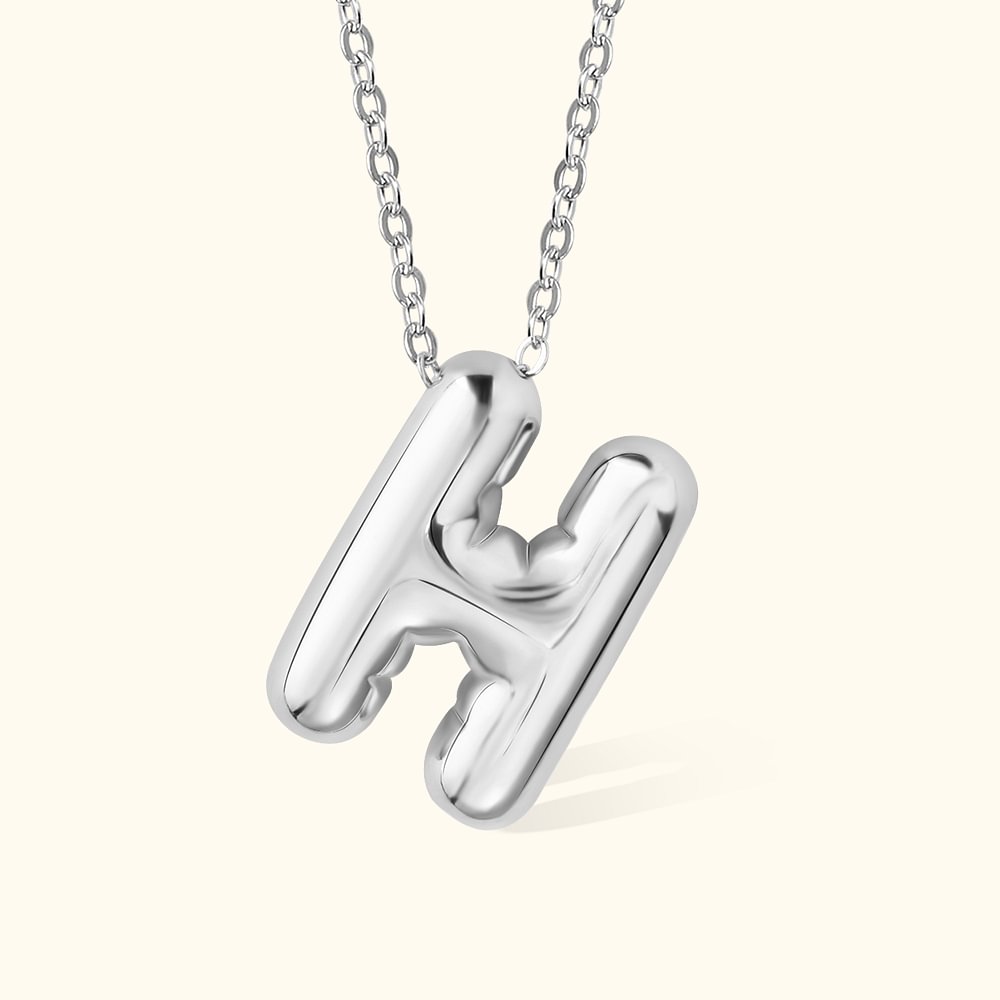 Collier Personnalisé pour Femme avec Lettre Bubble 3D Cadeau d'Anniversaire Saint-Valentin