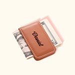 Personalized Leather Magnetic Money Clip with Engraved Name and Letter Birthday Valentine's Day Father's Day Gift for Husband Boyfriend Dad