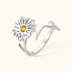 Personalisierte Geburt Blume Ring mit Geburtsstein einstellbar Schmuck Jahrestag Geburtstag Geschenk für Sie