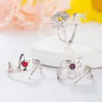 Personalisierte Geburt Blume Ring mit Geburtsstein einstellbar Schmuck Jahrestag Geburtstag Geschenk für Sie