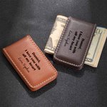 Pince à Billets Magnétique Personnalisée avec Texte Clip en Cuir Cadeau Anniversaire Saint-Valentin Fête des Pères pour Mari Petit Ami Papa