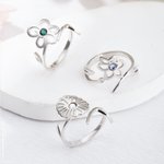Personalisierte Geburt Blume Ring mit Geburtsstein einstellbar Schmuck Jahrestag Geburtstag Geschenk für Sie