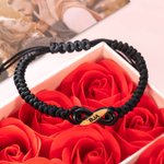 Personalized Buffalo Bone Infinity Adjustable Bracelet with Engraved Monogram Valentine's Day Gift for Couple