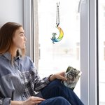Personalized Cat On the Moon Acrylic Windows Hangings Pet Supplies Suncatcher with Suction Cup Gift for Pet Lovers
