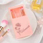 Set de Brochas de Maquillaje Personalizado 5 Pzs Flor de Nacimiento con Organizador de Brochas de Maquillaje y Espejo Regalo para Mujeres Niñas