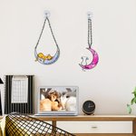 Personalized Cat On the Moon Acrylic Windows Hangings Pet Supplies Suncatcher with Suction Cup Gift for Pet Lovers