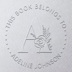 Personalised Floral Name Initial Embosser Stamp Ex Libris Envelope Book Embossing Label Birthday Graduation Appreciation Gift for Family Friend