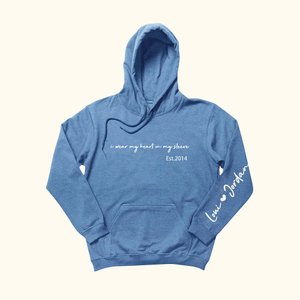 Personalised I Wear My Heart On My Sleeve Hoodie with Name Gift for Mother Grandmother