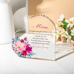 Gepersonaliseerd Bloemenontwerp Mam Hart Acrylplaat Desktop Decoratief Teken Moederdag Verjaardagscadeau voor Moeder Oma