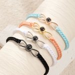 Personalised Infinity Photo Projection Braided Bracelet with Text in 100 Languages Anniversary Valentine's Day Memorial Gift for Friend Couple Woman