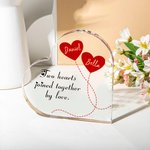 Personalisierte zwei Herzen zusammen durch Liebe Herz Acryl Plaque mit Paar Namen Valentinstag Jahrestag Geschenk für Paar verbunden