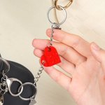 Personalised Heart Matching Blocks Keychain with Engraved Initial Heart Tag 2 Pcs Valentine's Day Anniversary Gift for Couple Friend