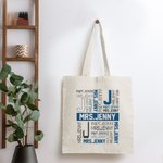 Gepersonaliseerde Multicolor Canvas Tas Handtas met Naam en Voorletter Waardering Terug naar School Cadeau voor Leraar