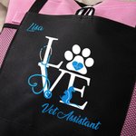 Personalized Love Veterinary Technician Tote Bag with Name Large Capacity Vet Tech Week Gift for Veterinarian Pet Lovers