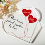 Personalisierte zwei Herzen zusammen durch Liebe Herz Acryl Plaque mit Paar Namen Valentinstag Jahrestag Geschenk für Paar verbunden