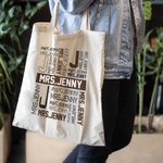 Gepersonaliseerde Multicolor Canvas Tas Handtas met Naam en Voorletter Waardering Terug naar School Cadeau voor Leraar