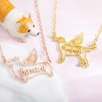 Pendentif Personnalisé Prénom et Race de Chien avec Ailes d'Ange Bijoux Commémoratifs Cadeau pour Femme Amoureuse d'Animal de Compagnie