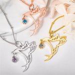 Personalisierte Kolibri Birthstone Halskette mit Perlen Kugelkette Geburtstag Muttertag Geschenk für Mama Oma