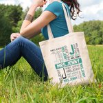 Gepersonaliseerde Multicolor Canvas Tas Handtas met Naam en Voorletter Waardering Terug naar School Cadeau voor Leraar