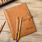 Personalised Handmade Leather Traveller's Refillable Sketchbook Cover Pencil Organizer Gift for Painters Students