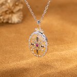 Personalized Vintage Ruby Gemstone Zircon Photo Locket Necklace Birthday Valentine's Day Gift for Women