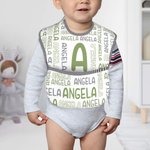 Bavaglino impermeabile personalizzato con nome e iniziale del bambino con tasca e chiusura regolabile Toddler mangiare alimentazione essenziale Baby Shower regalo di compleanno