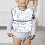 Bavoir de baptême personnalisé imperméable avec pochette et fermeture ajustable pour l'alimentation Cadeau de douche de bébé pour garçon fille