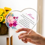 Gepersonaliseerd Bloemenontwerp Mam Hart Acrylplaat Desktop Decoratief Teken Moederdag Verjaardagscadeau voor Moeder Oma